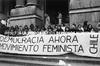 MOVIMIENTO Feminista en el frontis de la Biblioteca Nacional en una de las primeras protestas nacionales.